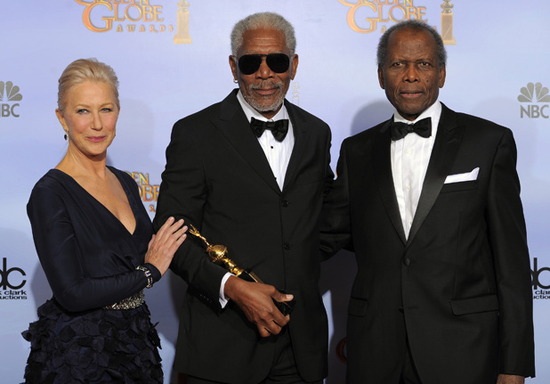 Helen Mirren, Morgan Freeman, Sidney Poitier Golden Globes Helen Mirren, Morgan Freeman, Sidney Poitier Golden Globes
