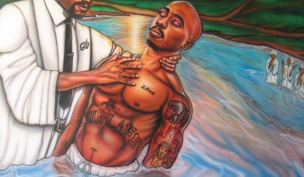 Malcolm X baptizing Tupac