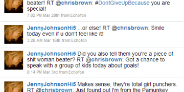 Jenny Johnson tweets to Chris Brown