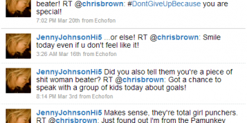 Jenny Johnson tweets to Chris Brown