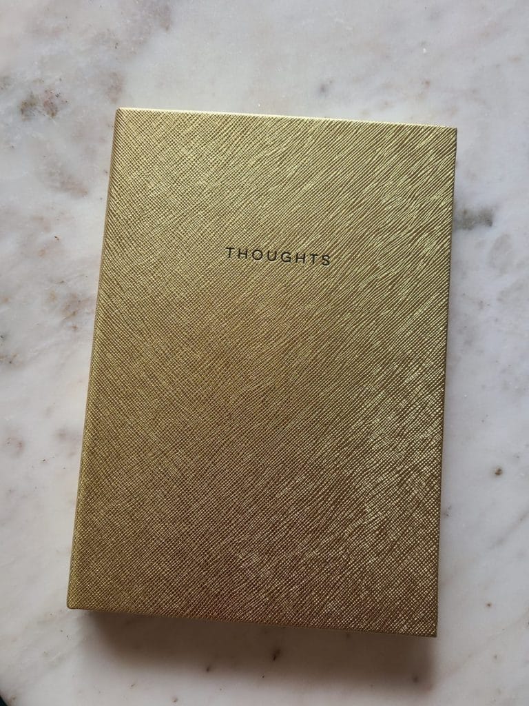 Thoughts Notebook in gold