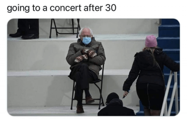 going to a concert after 30 bernie sanders